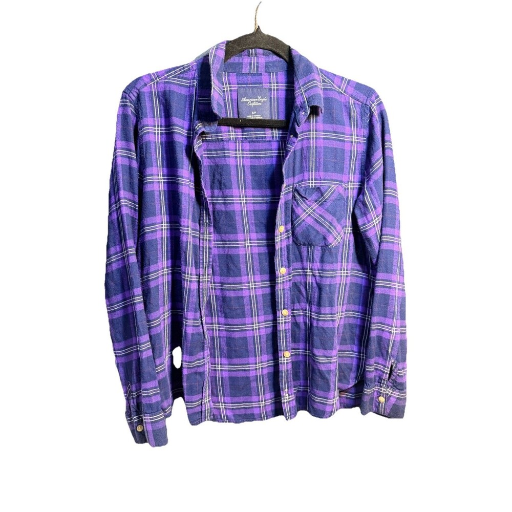 American Eagle Outfitters Plaid Shirt Purple Long Sleeve Women's S/P 2013 AEO